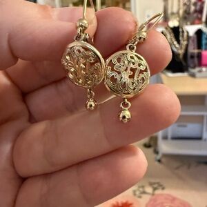 Monet Gold Filigree Dangle Earrings